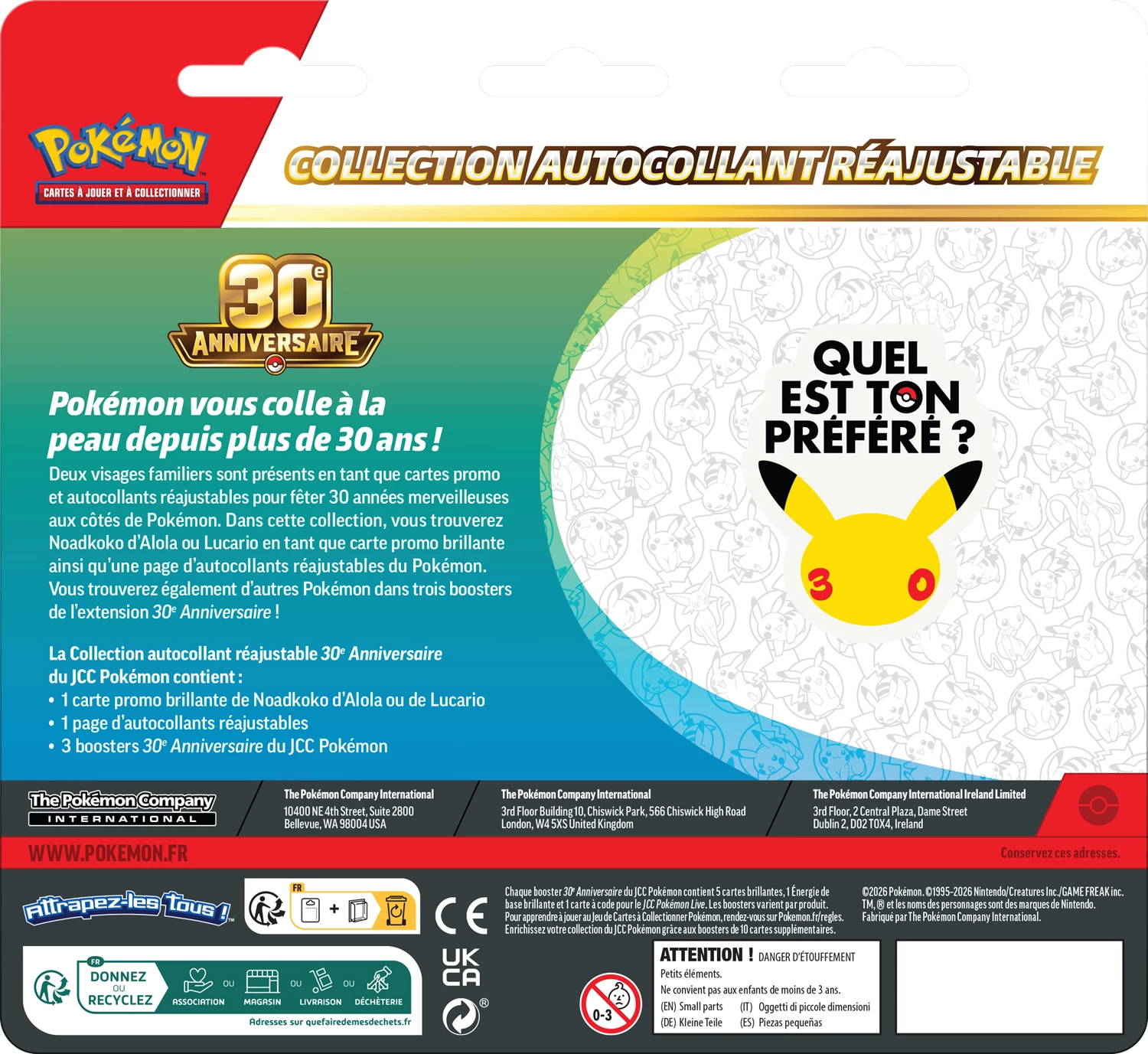 PRE-ORDER: POKÉMON TECH-STICKER COLLECTION 30TH CELEBRATIONS -FR-