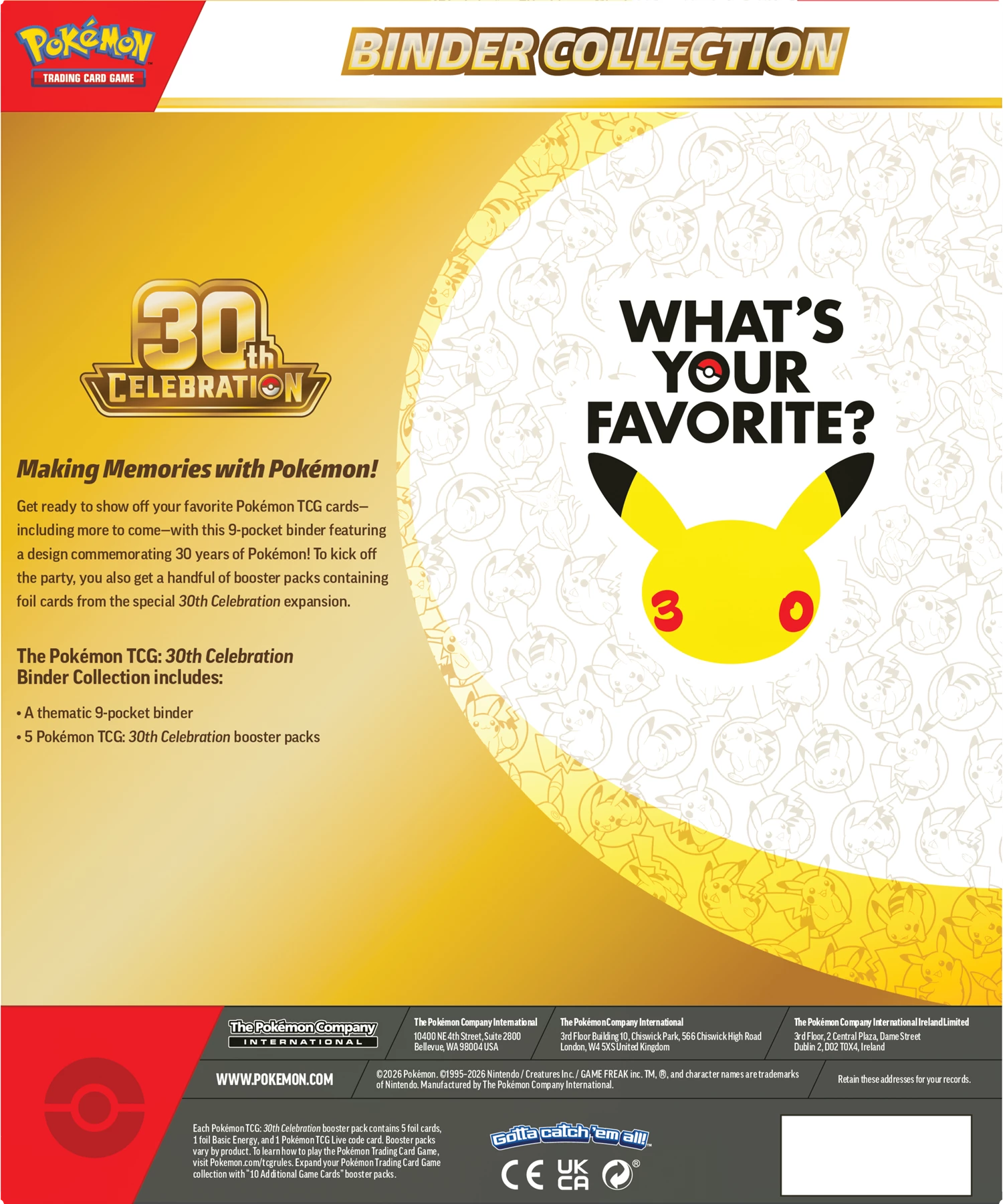 PRE-ORDER: POKÉMON BINDER COLLECTION 30TH CELEBRATIONS -EN-