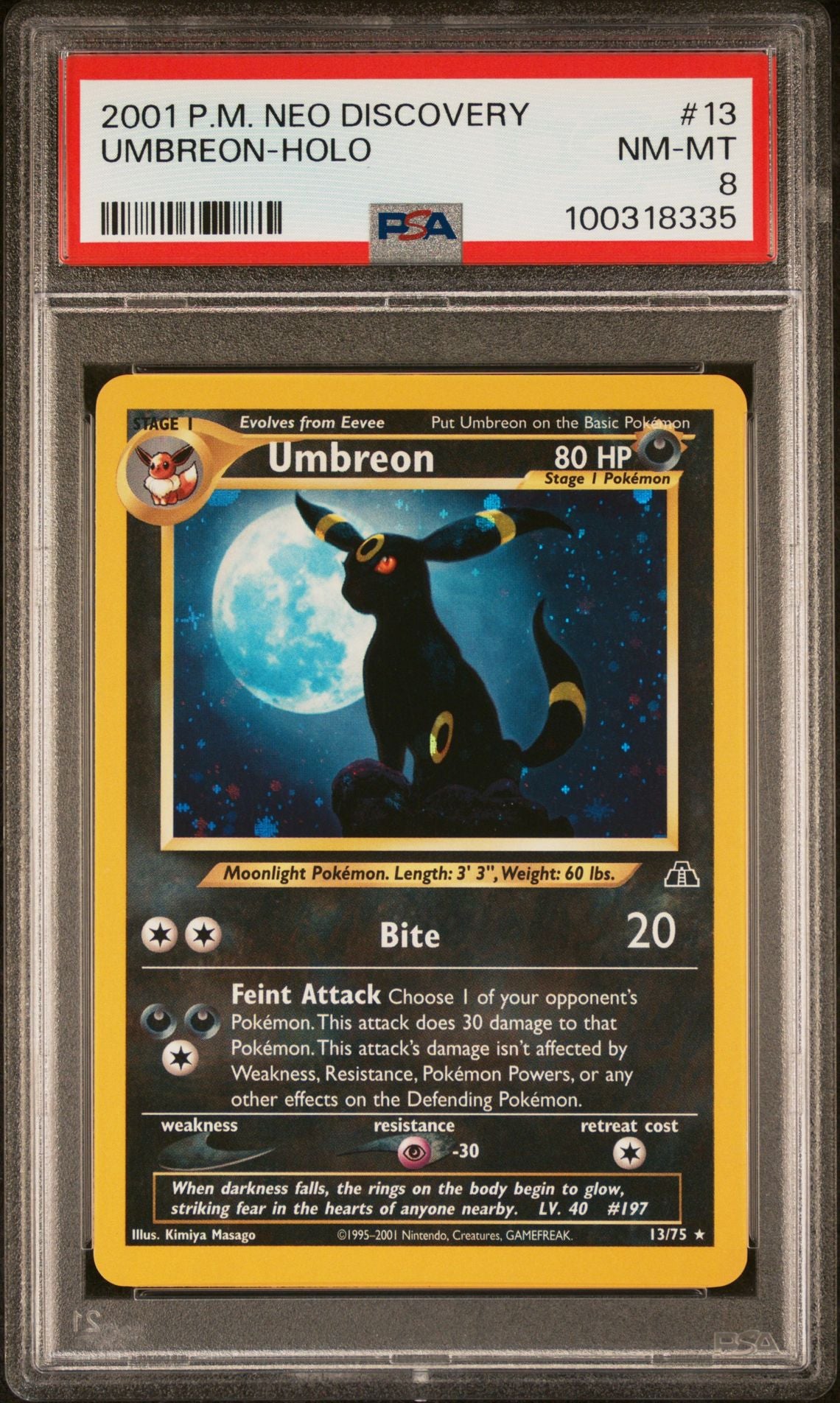 2001 UMBREON HOLO #13 - PSA 8