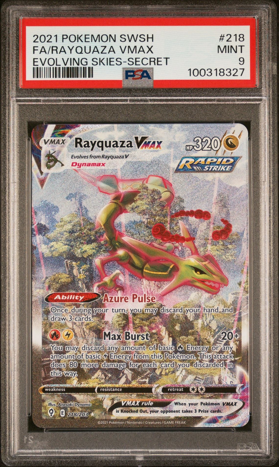 2021 RAYQUAZA VMAX #218 - PSA 9
