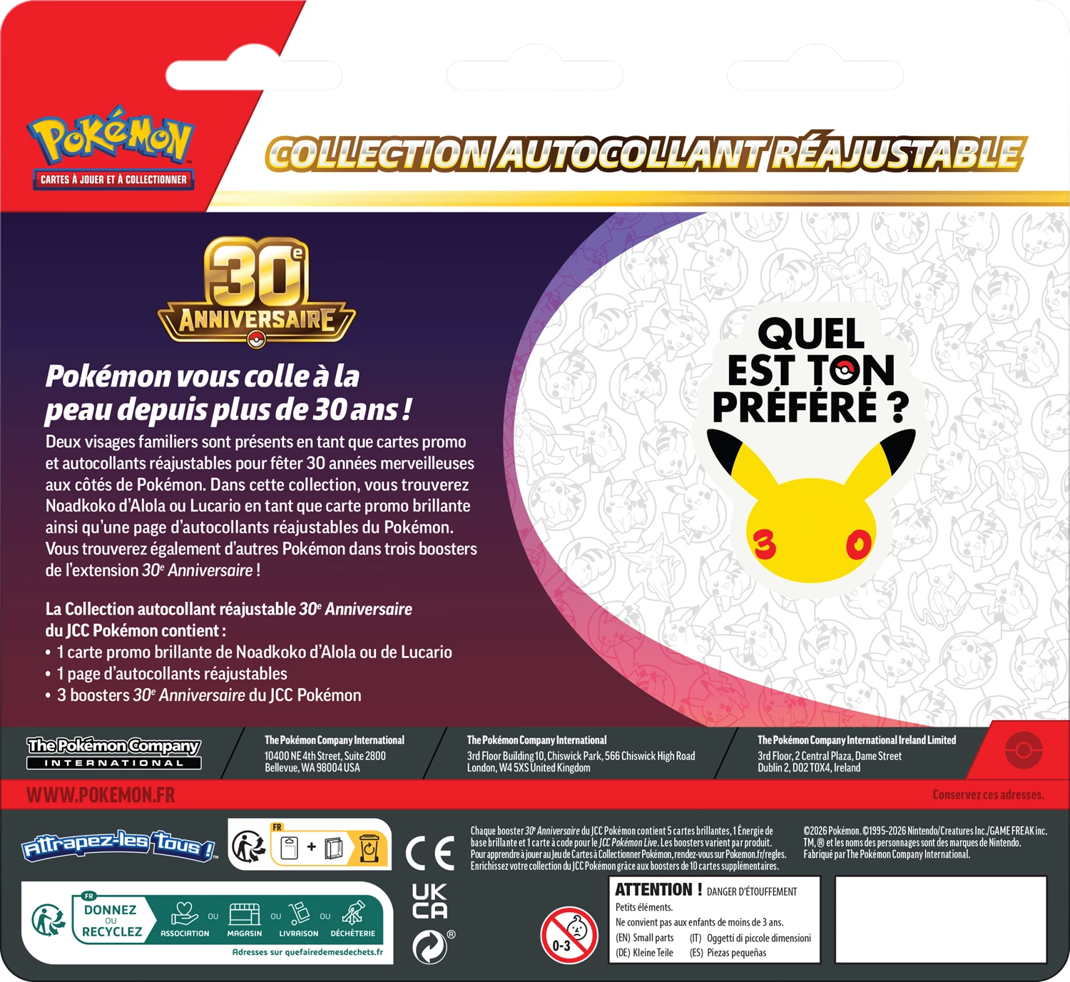 PRE-ORDER: POKÉMON TECH-STICKER COLLECTION 30TH CELEBRATIONS -FR-