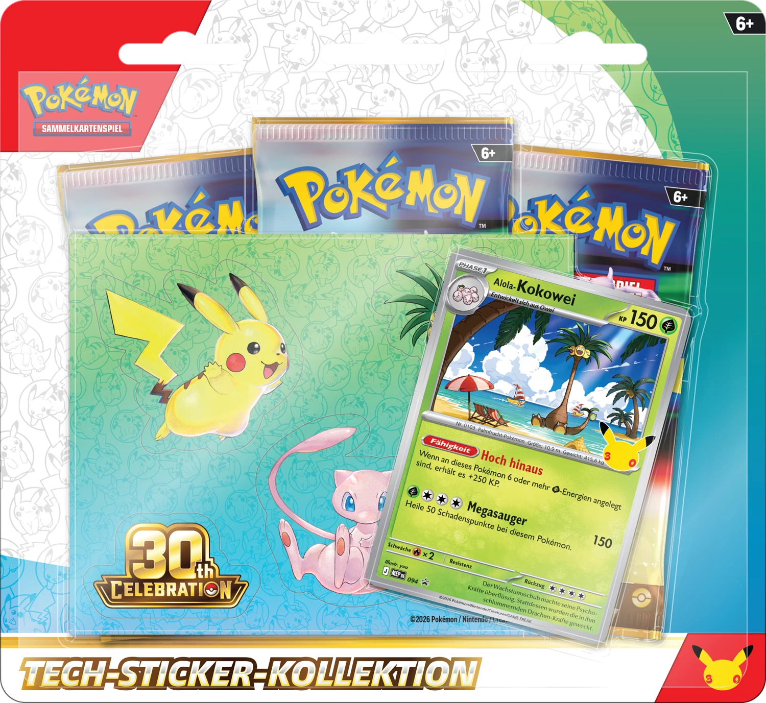 PRE-ORDER: POKÉMON TECH-STICKER COLLECTION 30TH CELEBRATIONS -DE-