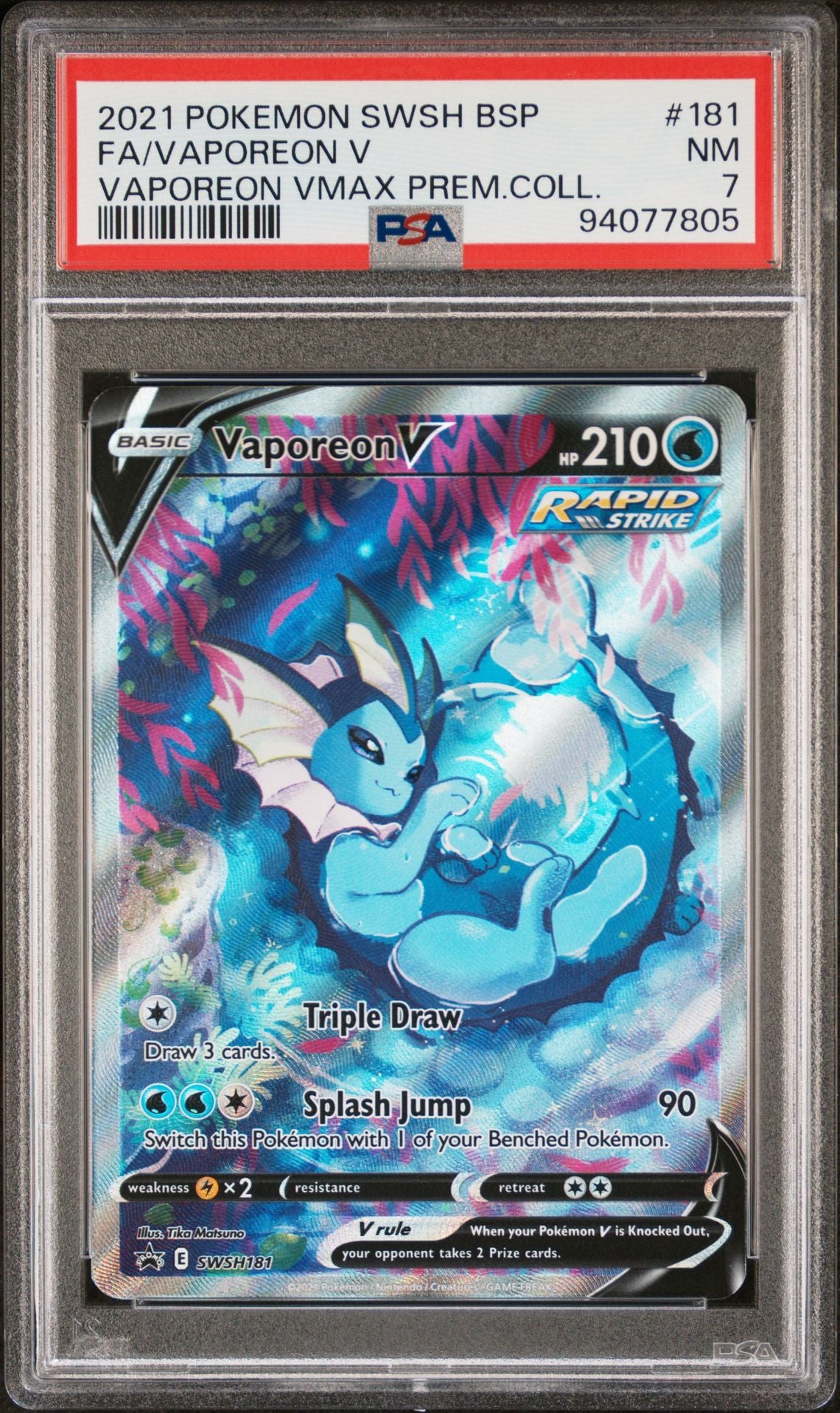 2021 VAPOREON V #181  - PSA 8