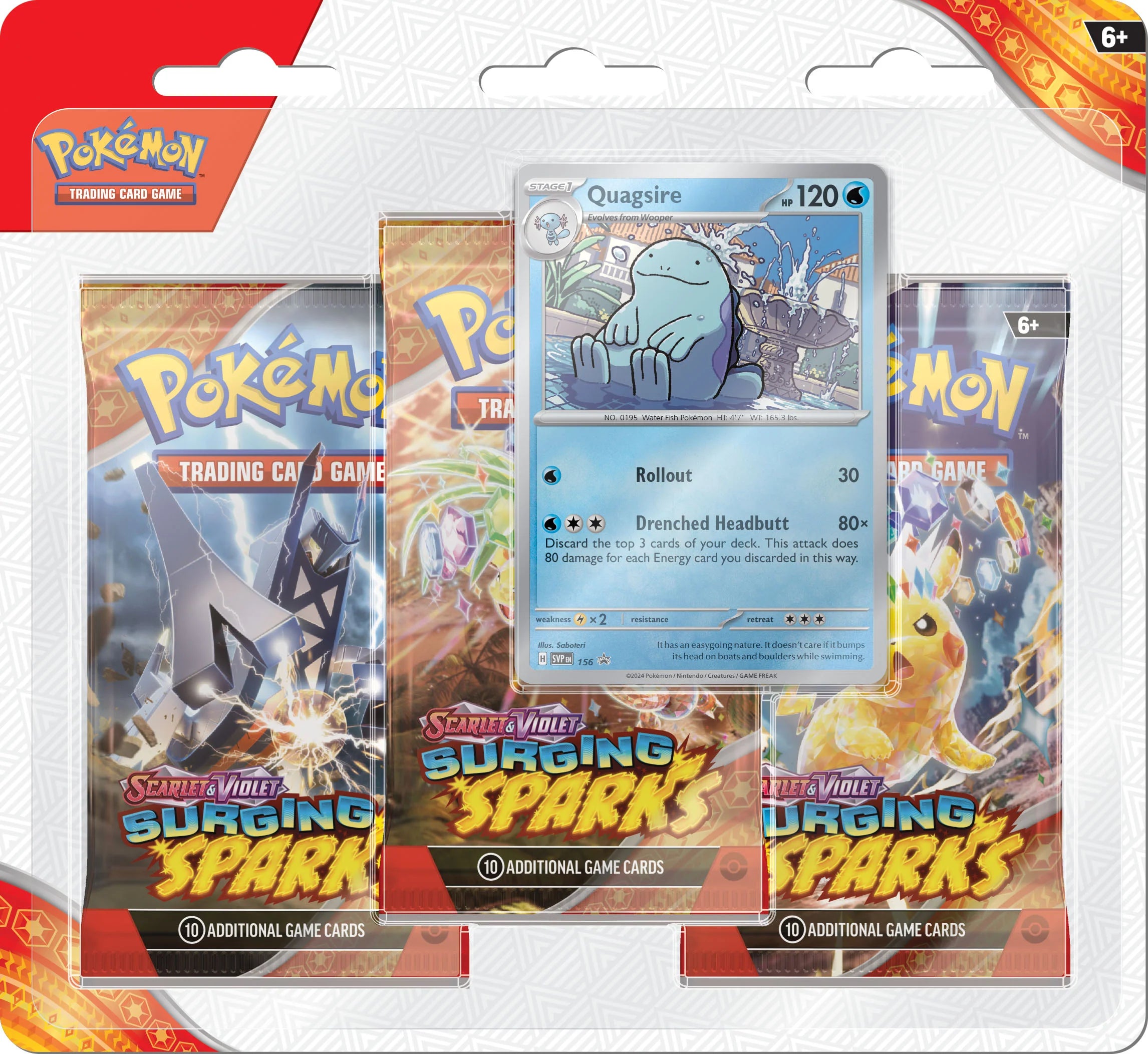 PRE-ORDER POKÉMON THREE PACK BLISTER SCARLET & VIOLET: SURGING SPARKS