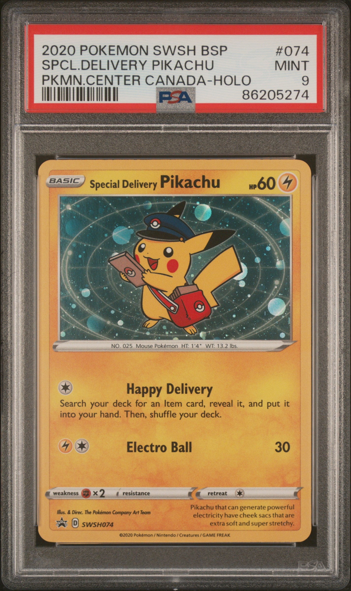 2020 SPECIAL DELIVERY PIKACHU #074 - PSA 9